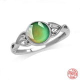 925 Silver Oval Mood Temperature Change Ring For Women
