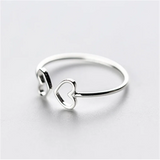 925 Silver Adjustable Hollow Love Heart Rings for Women
