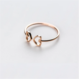 925 Silver Adjustable Hollow Love Heart Rings for Women