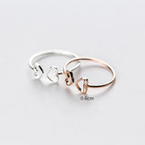 925 Silver Adjustable Hollow Love Heart Rings for Women