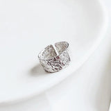 925 Silver Wide Rings Vintage Couples Irregular Texture Jewelry