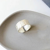 925 Silver Wide Rings Vintage Couples Irregular Texture Jewelry
