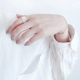925 Silver Wide Rings Vintage Couples Irregular Texture Jewelry