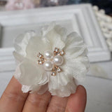 10PCS Chiffon Flowers Rhinestone Hair Accessories DIY Wedding Dress Home Decor