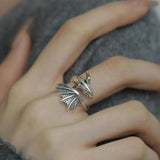 925 Silver Wing Dragon Punk Ring for Women Girl