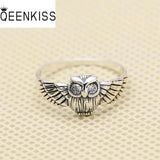 925 Silver Owl Zircon Ring Adjustable Size Vintage Style RG6829