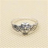 925 Silver Owl Zircon Ring Adjustable Size Vintage Style RG6829