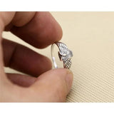 925 Silver Owl Zircon Ring Adjustable Size Vintage Style RG6829