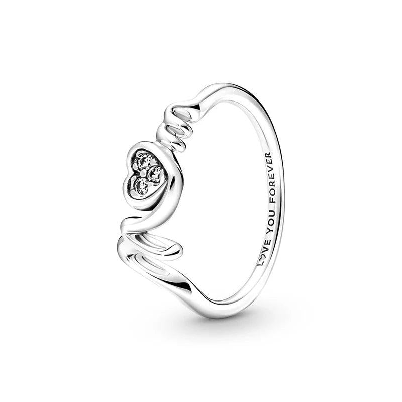 925 Silver Princess Crown Heart CZ Ring - Engagement Anniversary Gift
