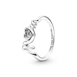 925 Silver Princess Crown Heart CZ Ring - Engagement Anniversary Gift