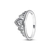 925 Silver Princess Crown Heart CZ Ring - Engagement Anniversary Gift