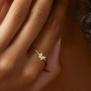 S925 Sterling Silver Butterfly Zircon Ring for Ladies Party Gift