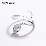 925 Silver Antique Zircon Snake Resizable Ring Women Jewelry