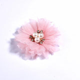 10Pcs 6.5CM Pearl Center DIY Fabric Flowers Hair Accessories Dress Decoration