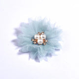 10Pcs 6.5CM Pearl Center DIY Fabric Flowers Hair Accessories Dress Decoration