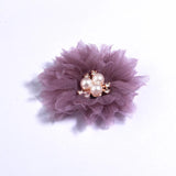10Pcs 6.5CM Pearl Center DIY Fabric Flowers Hair Accessories Dress Decoration