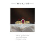 Adjustable S925 Silver Ruby Zircon Gold-Plated Open Ring