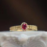 Adjustable S925 Silver Ruby Zircon Gold-Plated Open Ring