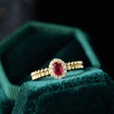 Adjustable S925 Silver Ruby Zircon Gold-Plated Open Ring