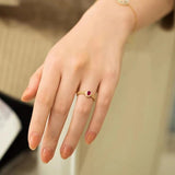 Adjustable S925 Silver Ruby Zircon Gold-Plated Open Ring