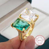 925 Silver Women's Ring with Green Zircon Stone