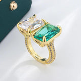 925 Silver Women's Ring with Green Zircon Stone