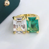 925 Silver Women's Ring with Green Zircon Stone