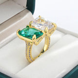 925 Silver Women's Ring with Green Zircon Stone