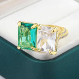 925 Silver Women's Ring with Green Zircon Stone