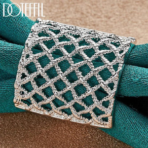 925 Silver Weave Net Ring Wedding Engagement Party Gift Charm Jewelry