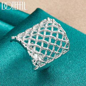 925 Silver Weave Net Ring Wedding Engagement Party Gift Charm Jewelry