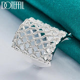 925 Silver Weave Net Ring Wedding Engagement Party Gift Charm Jewelry