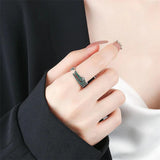 Green Zircon Crocodile 925 Silver Resizable Ring For Women