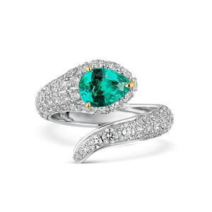 925 Silver Snake Green Ring Women Fine Jewelry Rock Punk Adjustable