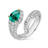 925 Silver Snake Green Ring Women Fine Jewelry Rock Punk Adjustable