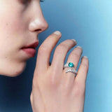 925 Silver Snake Green Ring Women Fine Jewelry Rock Punk Adjustable
