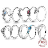 925 Sterling Silver Bow Mouse Crown Heart Ring for Women