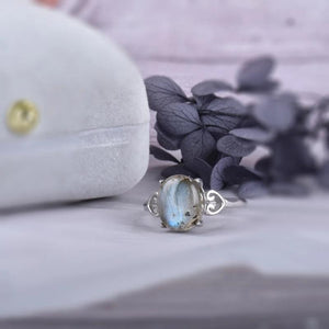 Labradorite Sea Wave MoonLight Ring Vintage Jewelry Gift for Women