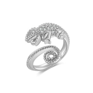 925 Silver Seahorse Adjustable Ring Women Fine Jewelry
