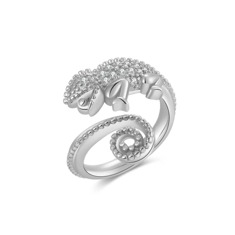 925 Silver Seahorse Adjustable Ring Women Fine Jewelry