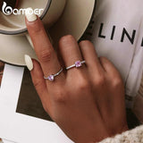 925 Silver Pink Love CZ Eternity Rings For Women BSR157