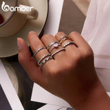 925 Silver Pink Love CZ Eternity Rings For Women BSR157