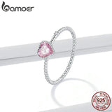 925 Silver Pink Love CZ Eternity Rings For Women BSR157