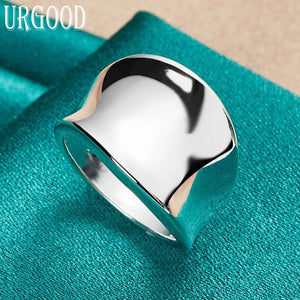 925 Silver Concave Ring for Women Man Party Engagement Wedding