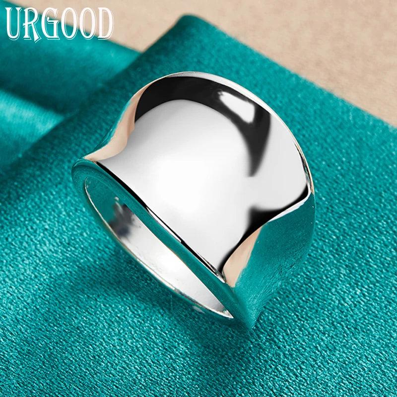 925 Silver Concave Ring for Women Man Party Engagement Wedding