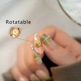 925 Silver Spinning Fidget Rings CZ Sunflower Bee Anxiety Rotating Jewelry