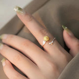 925 Silver Spinning Fidget Rings CZ Sunflower Bee Anxiety Rotating Jewelry