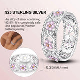 925 Silver Sparkling Ring With Rainbow Gem, Ladybug Charm Collection