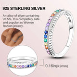 925 Silver Sparkling Ring With Rainbow Gem, Ladybug Charm Collection
