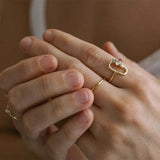 925 Silver Geometric Ring Crystal Women's Fine Jewelry